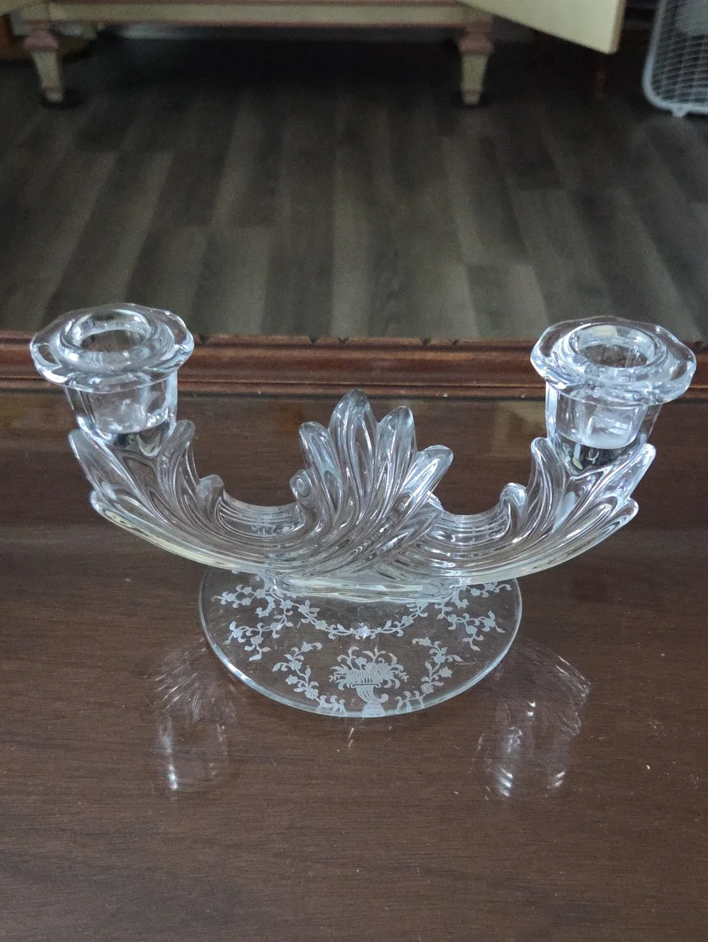 Fostoria Clear Glass Double Candle Holder - Elegant Home Accent